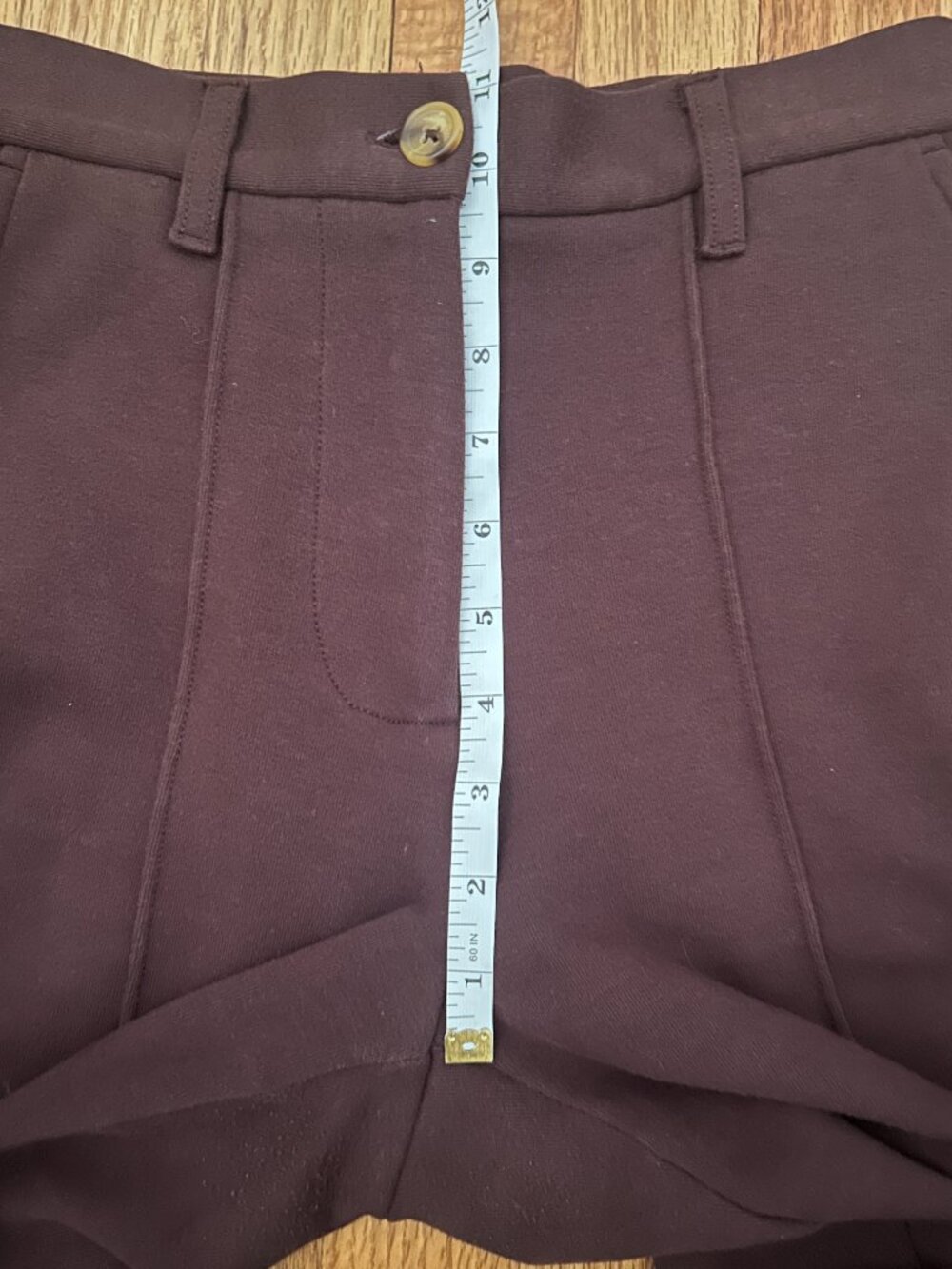 Urban Outfitters Dark Brown Ponte Flare Pants Women's Small Petite Dark Academia - Picture 10 of 11